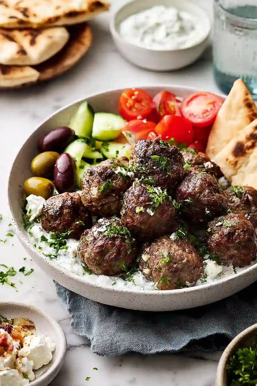 mediterranean meatballs with tzatziki