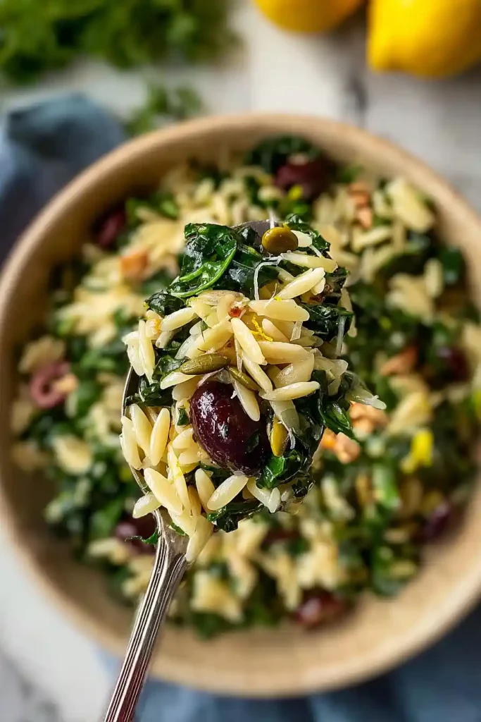 Orzo Kale Salad with Lemon Vinaigrette