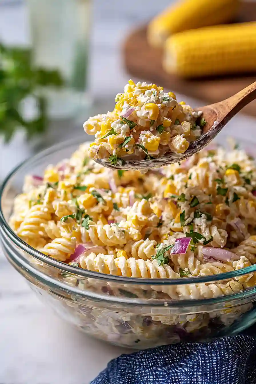 high protein elote pasta salad