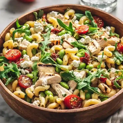 high protein mediterranean pasta salad