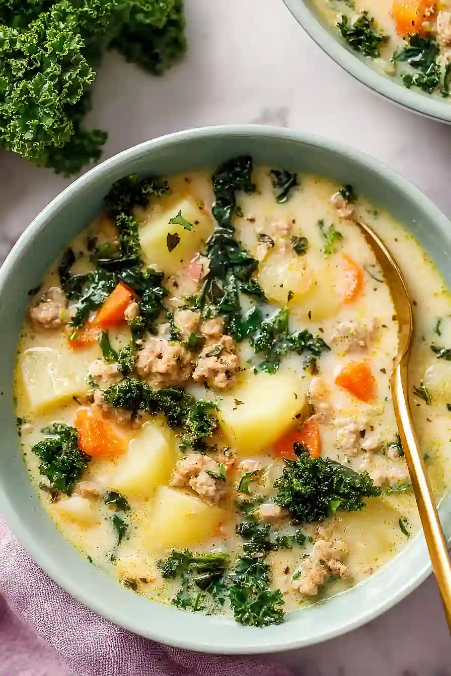 ground turkey soup with potatoes and kale