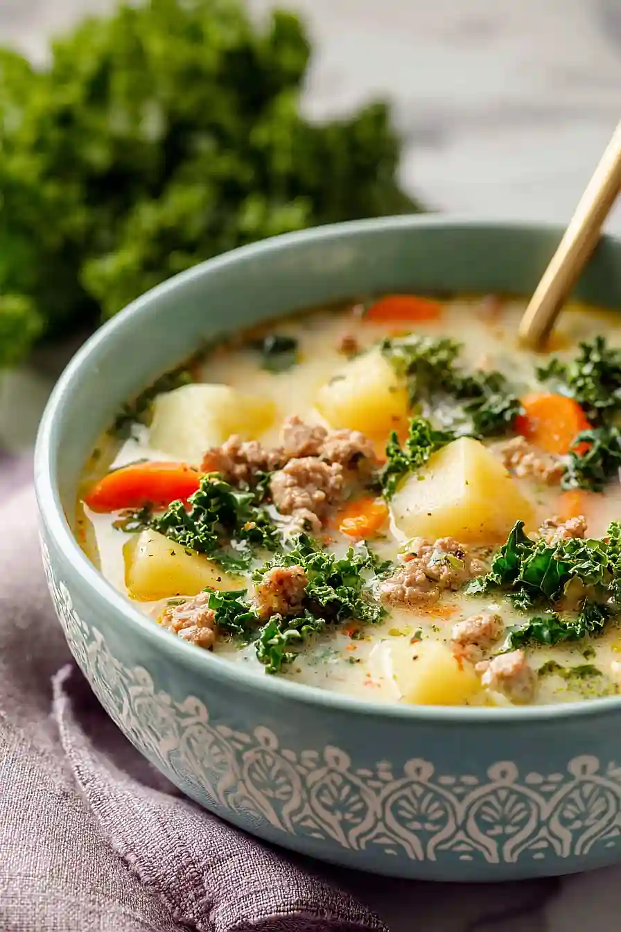 ground turkey soup with potatoes and kale