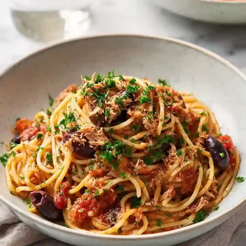 pasta puttanesca with tuna