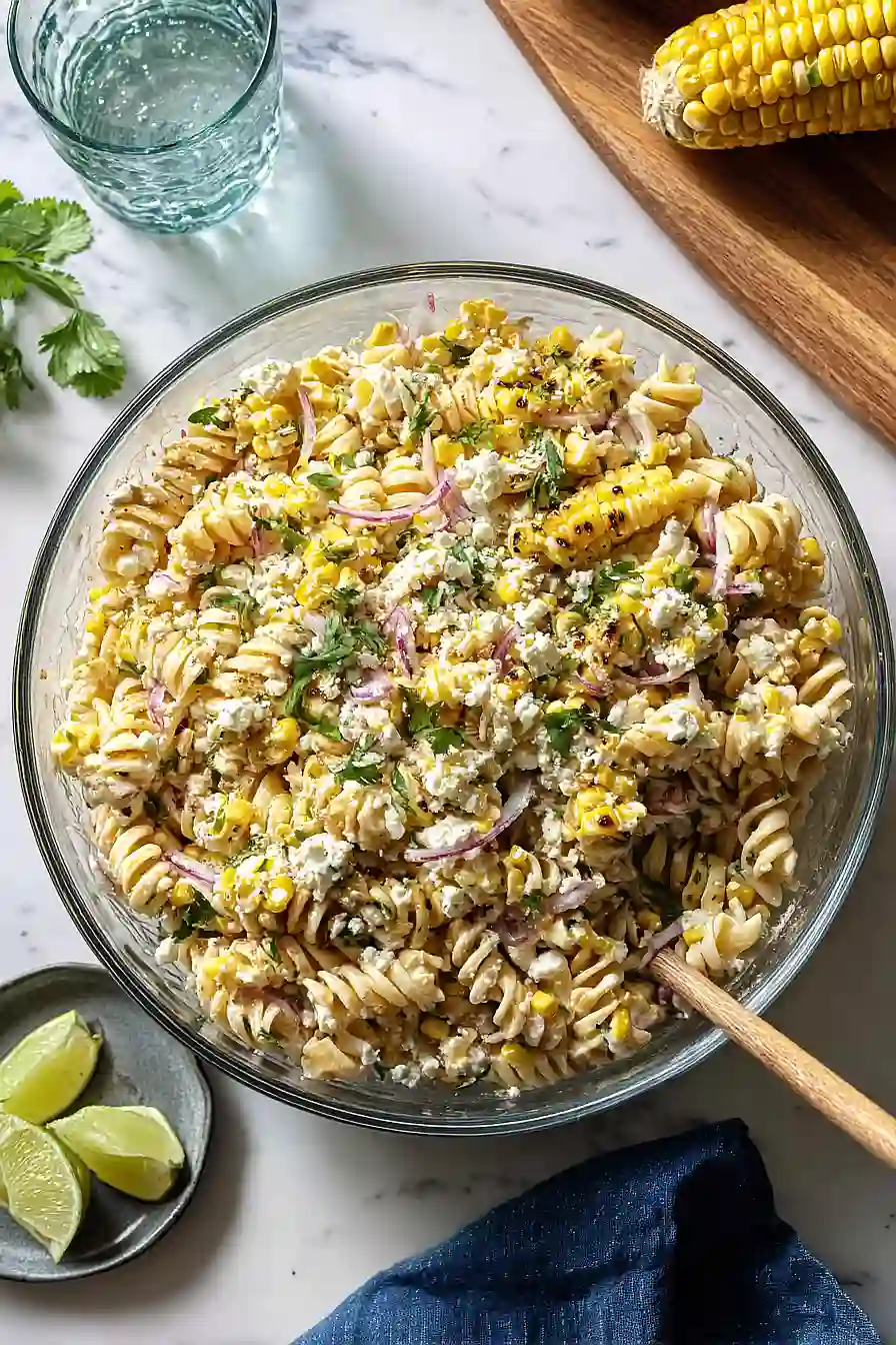 high protein elote pasta salad