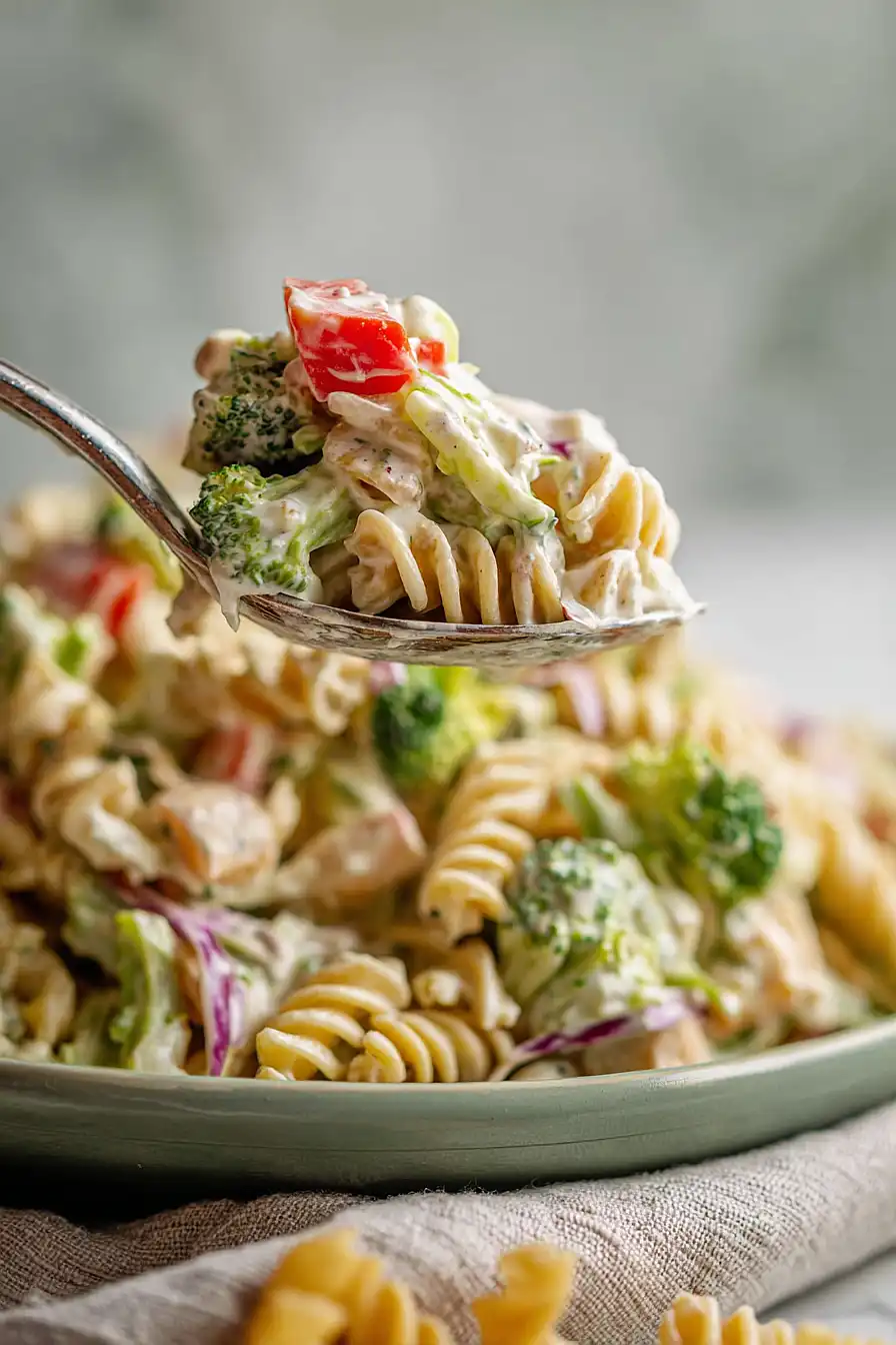 high protein ranch pasta salad