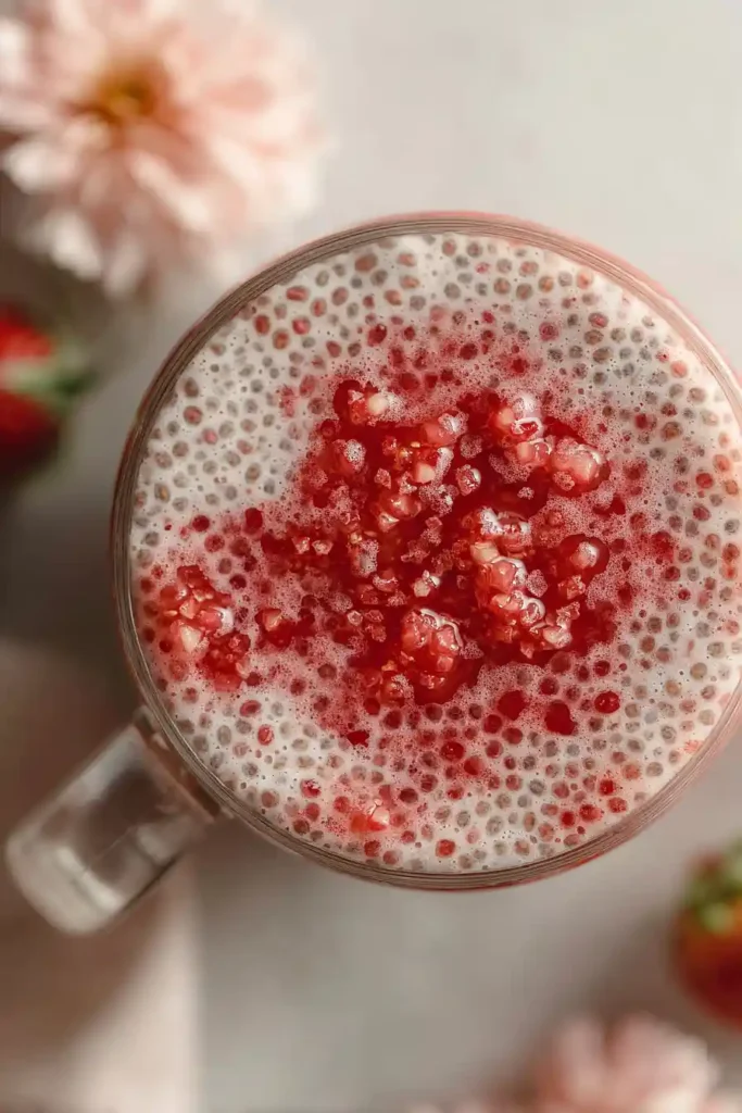 chia seed pudding with strawberry jam