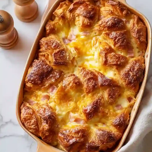 ham and cheese croissant breakfast casserole