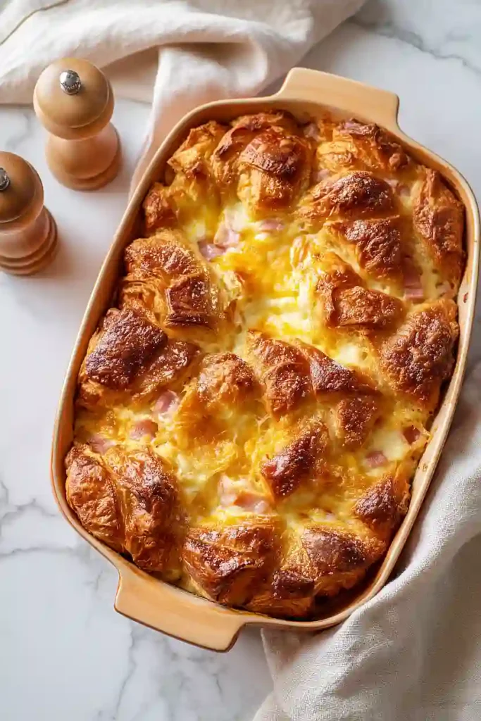 ham and cheese croissant breakfast casserole
