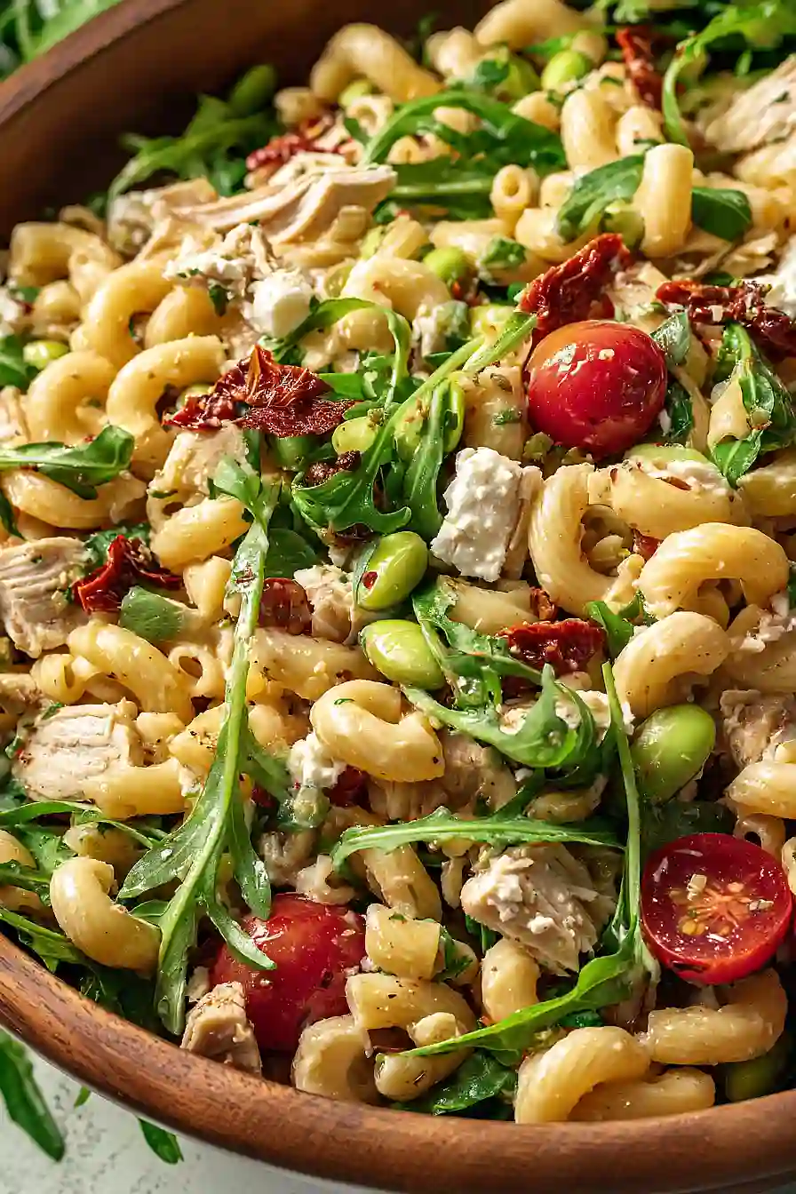 high protein mediterranean pasta salad