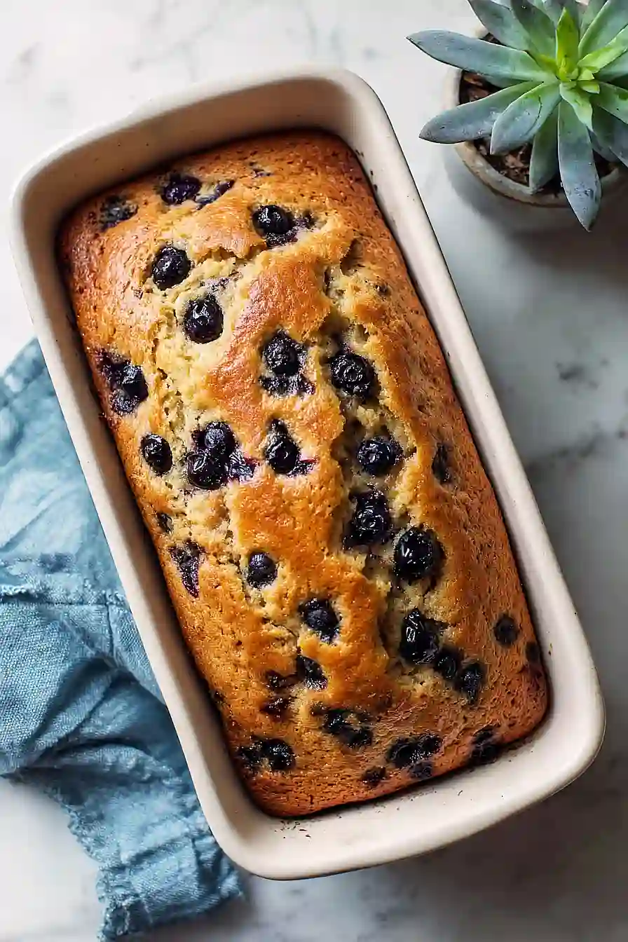 sourdough banana bread with blueberries