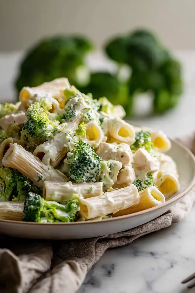 high protein broccoli pasta salad