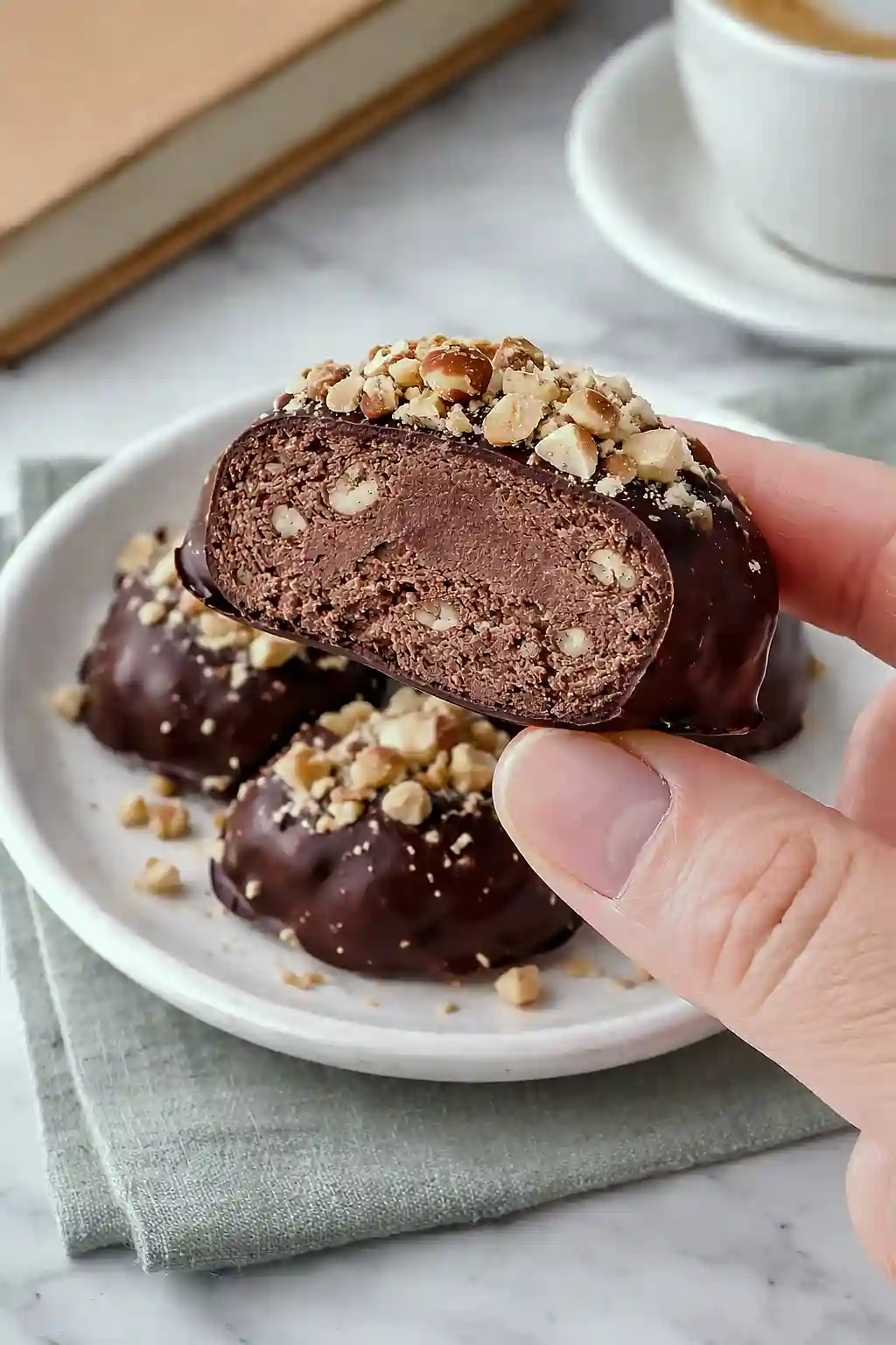 high protein double chocolate frozen yogurt bites