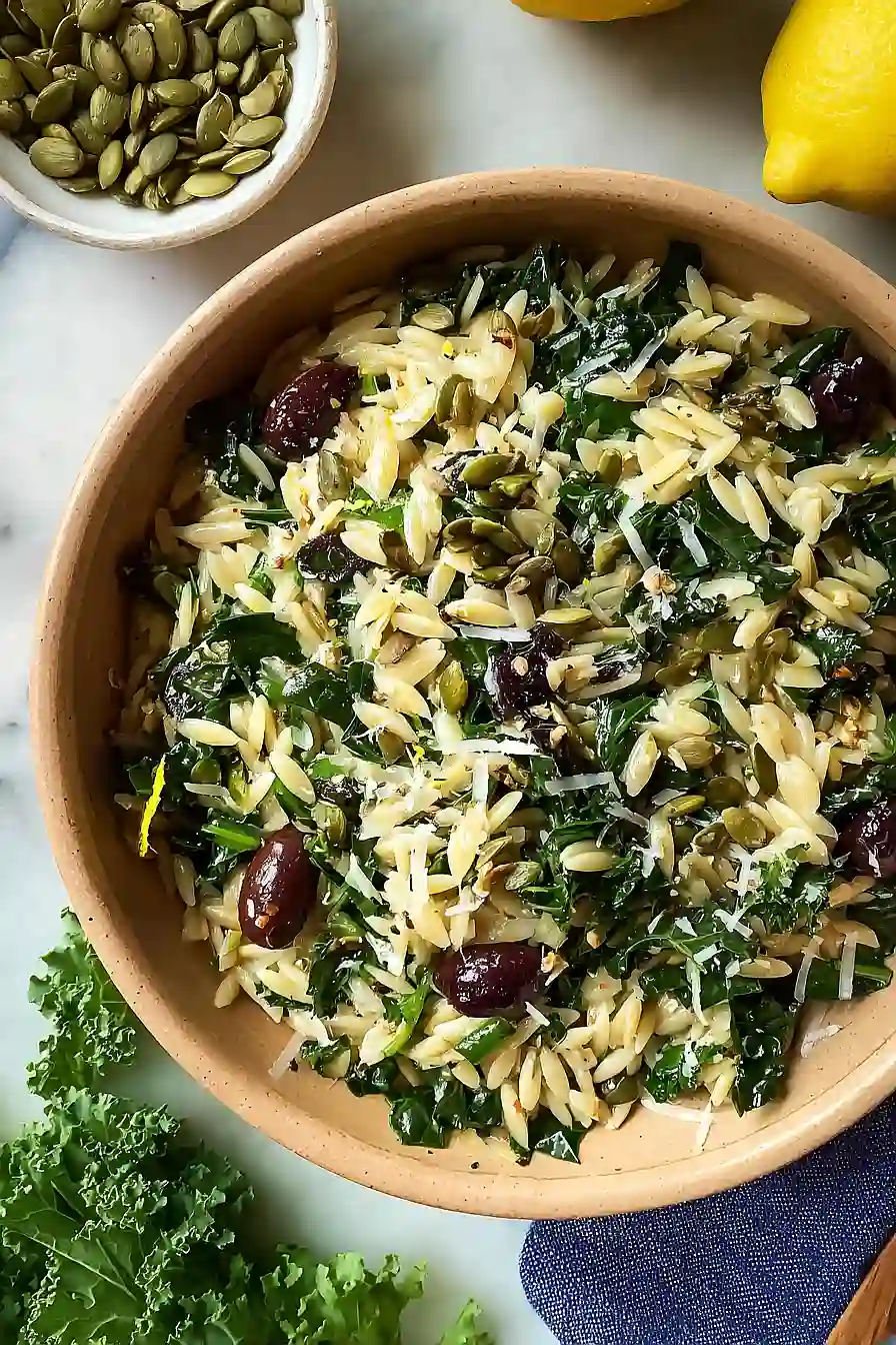 Orzo Kale Salad with Lemon Vinaigrette
