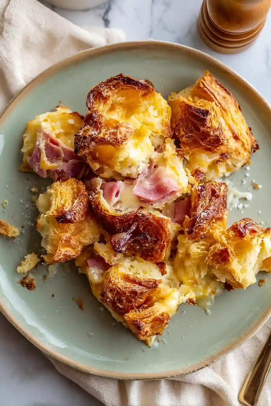 ham and cheese croissant breakfast casserole