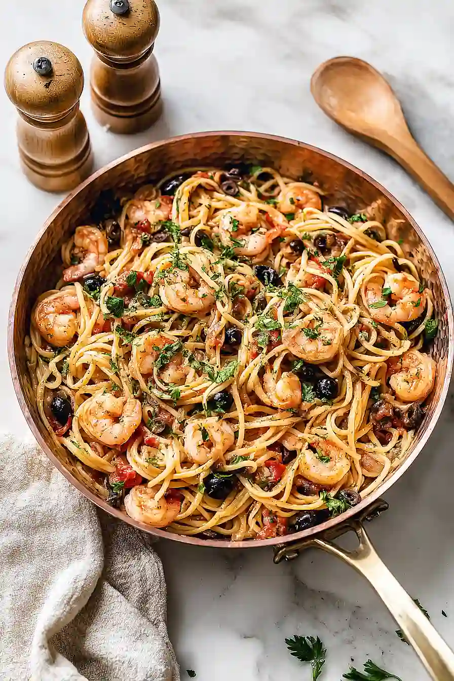 pasta puttanesca with shrimp