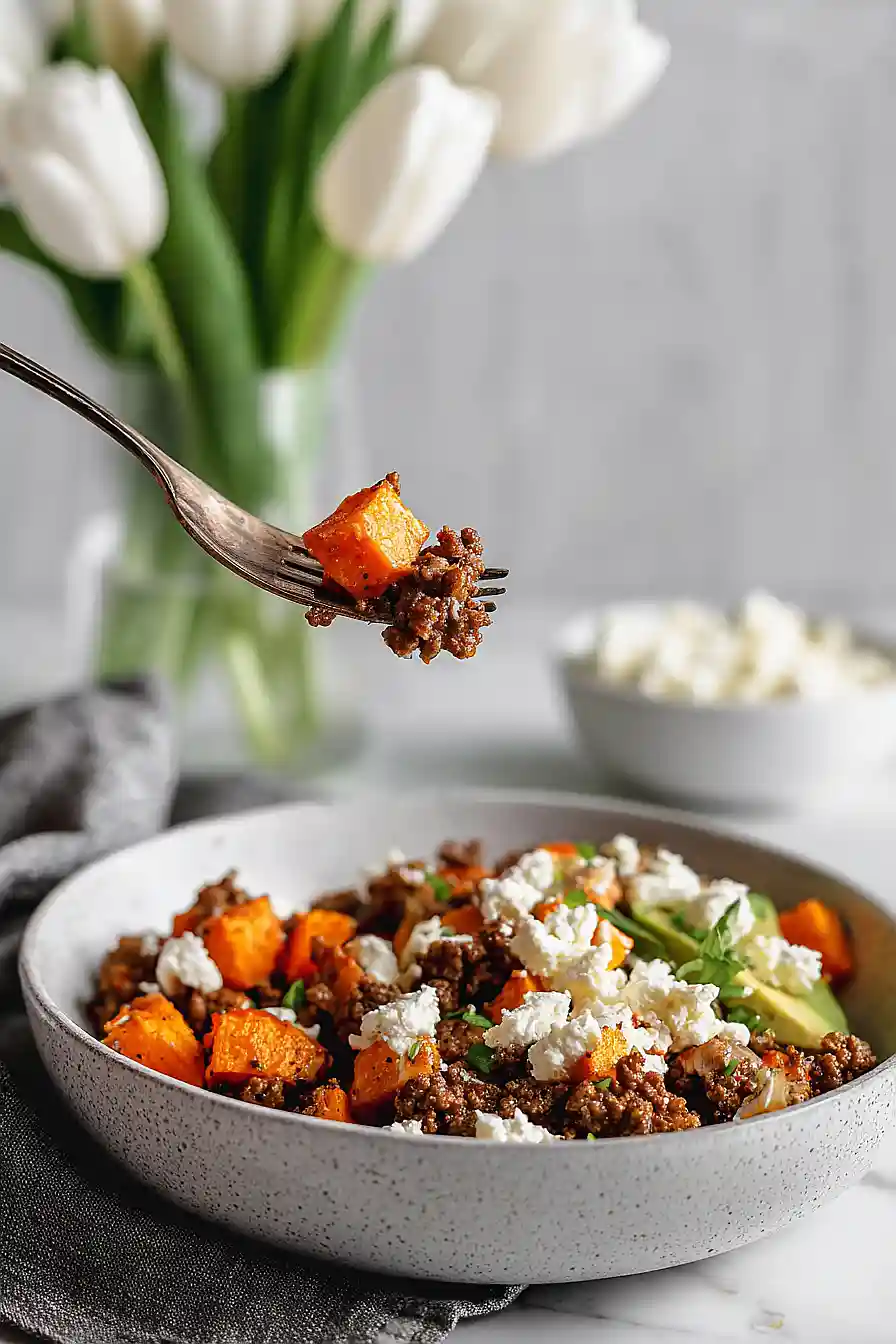 Viral Cottage Cheese Sweet Potato Beef Bowl