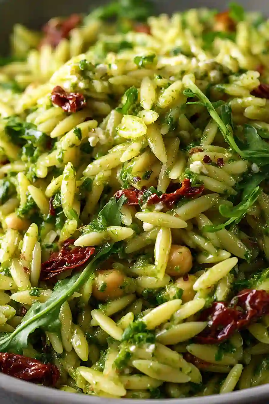 Pesto Orzo Salad with Sundried Tomatoes