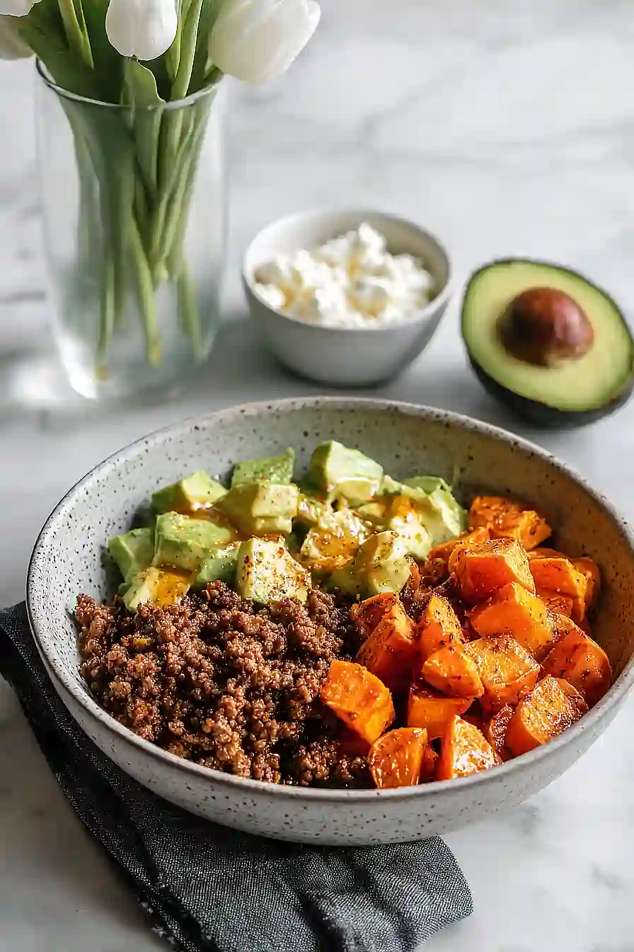 Viral Cottage Cheese Sweet Potato Beef Bowl