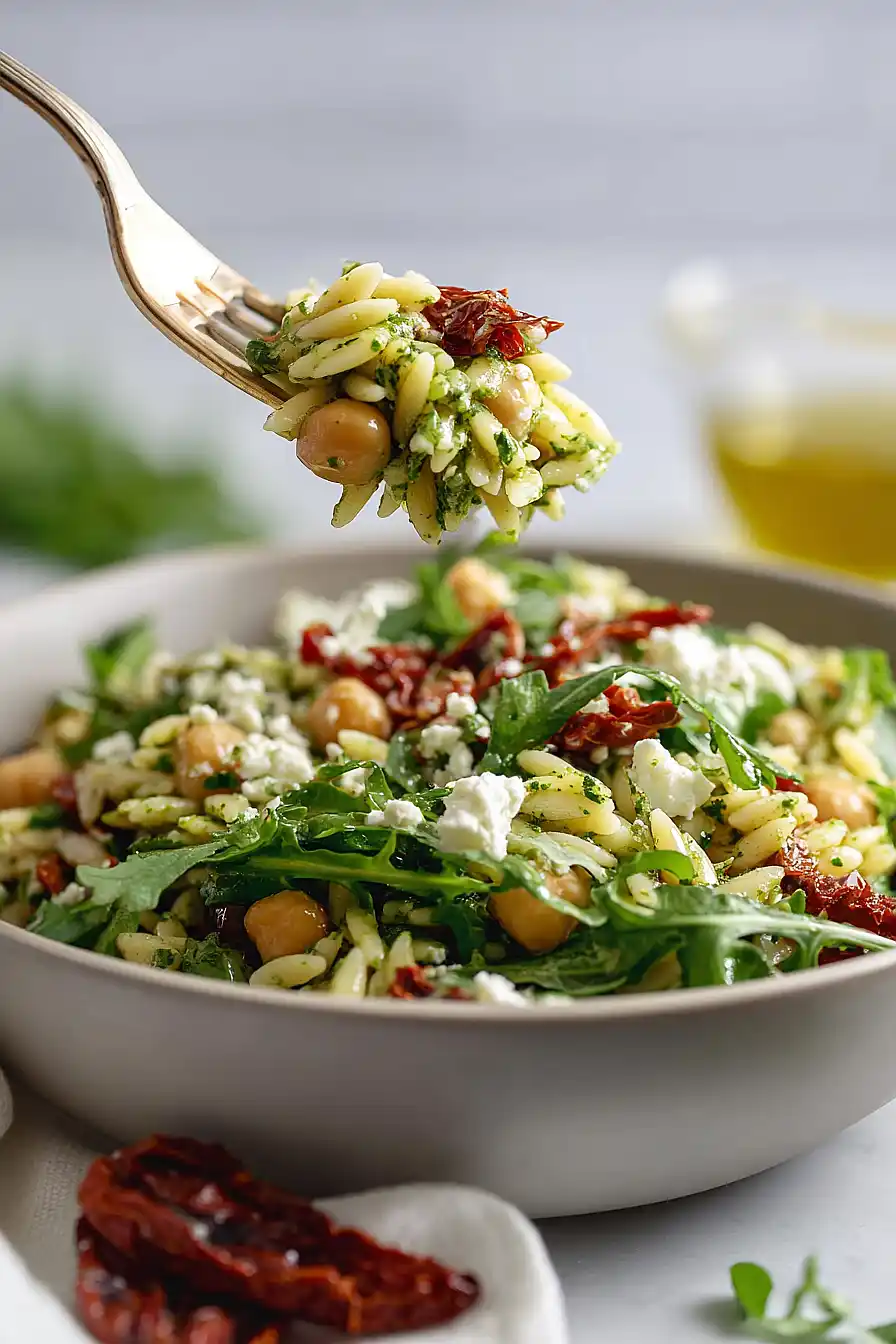 Pesto Orzo Salad with Sundried Tomatoes