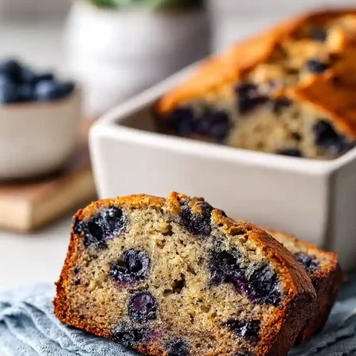 sourdough banana bread with blueberries