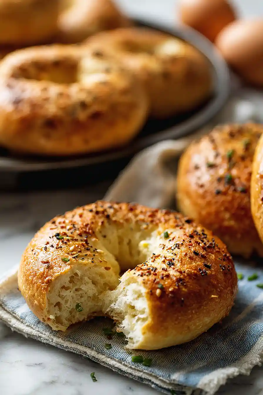 sourdough discard protein bagels