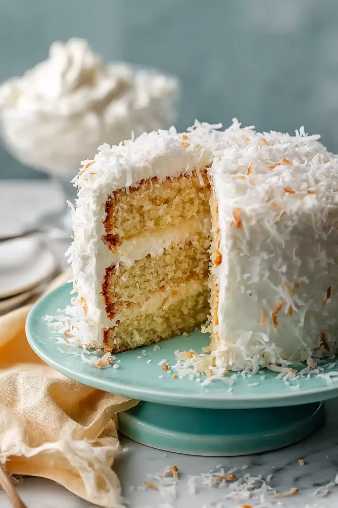 coconut cake with sour cream frosting