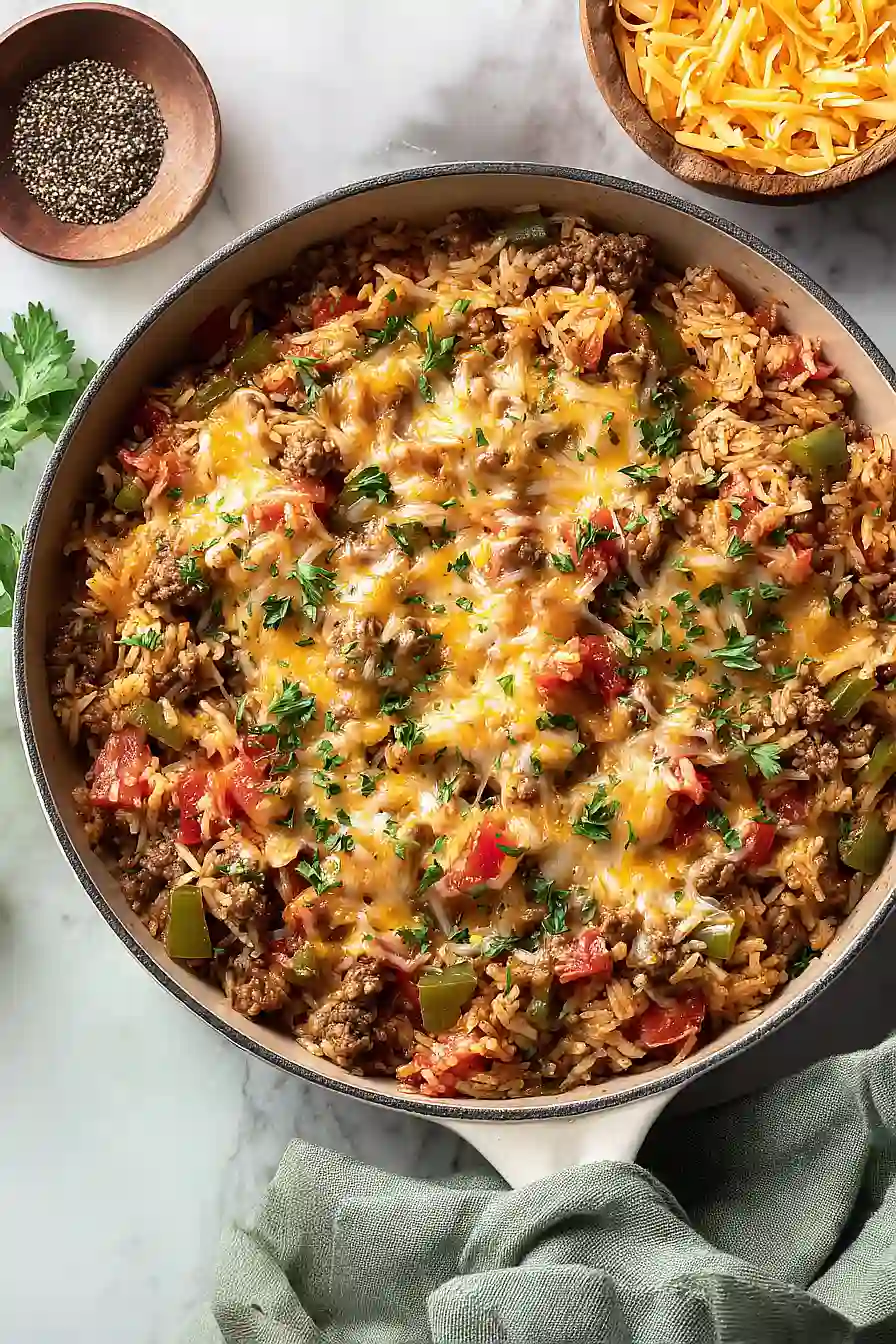 ground beef and rice skillet