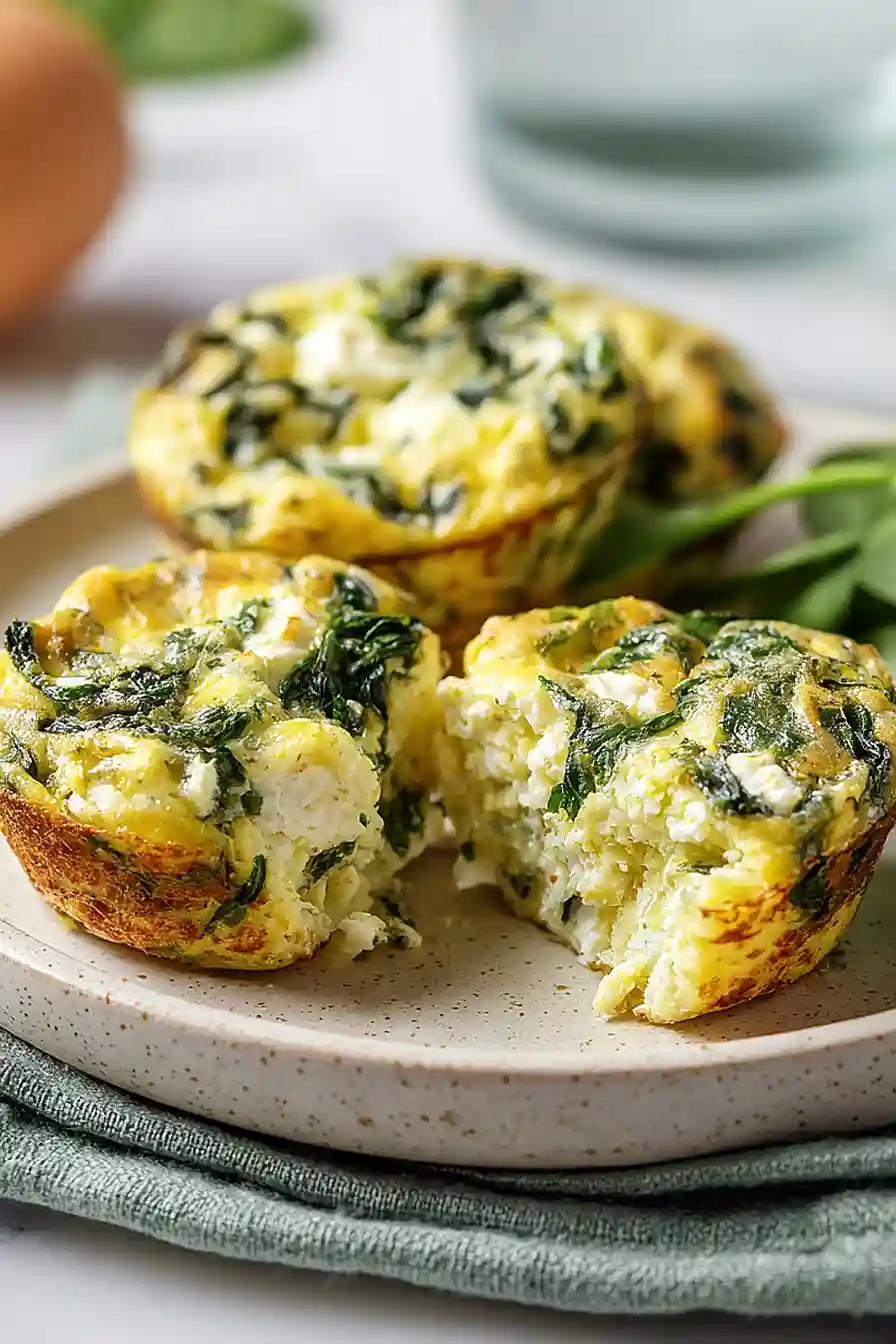 cottage cheese egg bites with spinach and feta