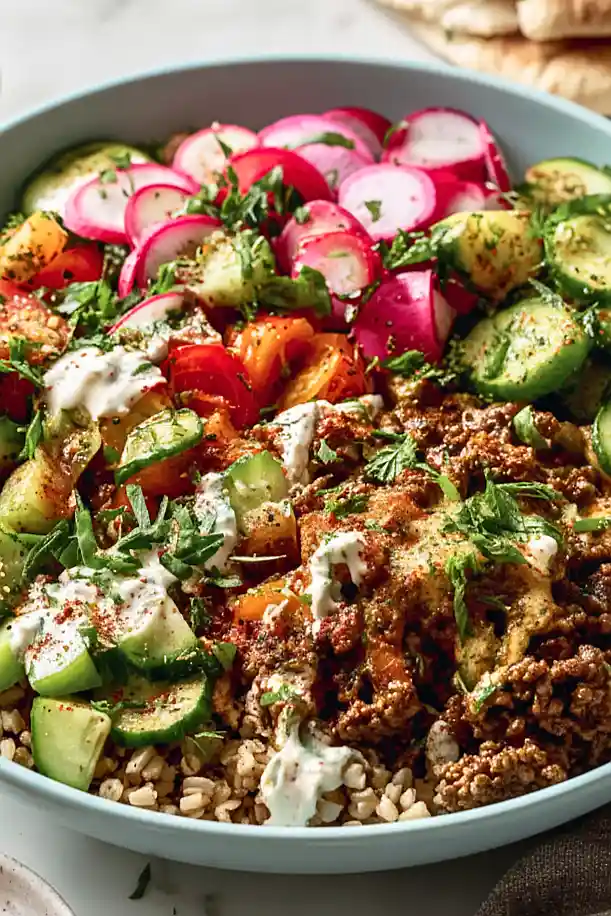 20 minute mediterranean beef bowls