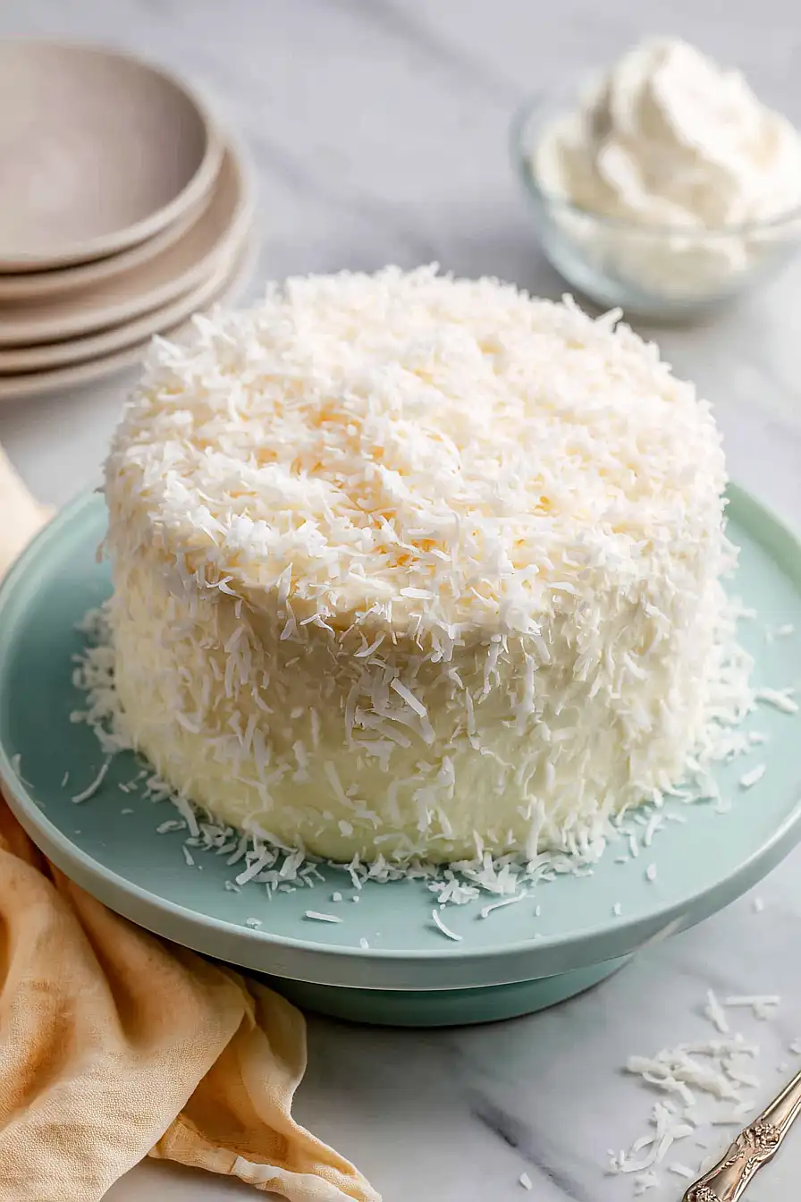 coconut cake with sour cream frosting