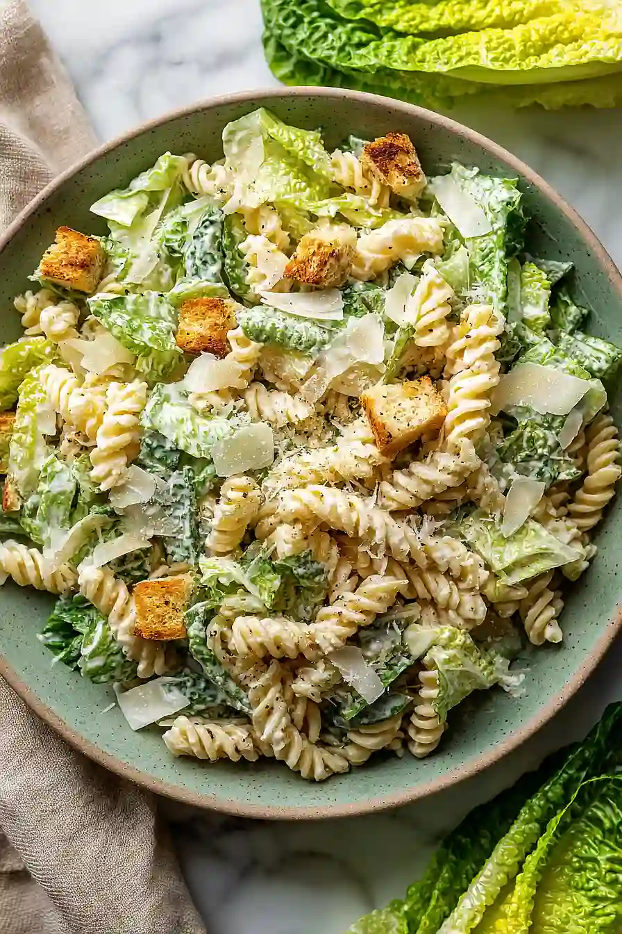 Greek Yogurt Caesar Pasta Salad