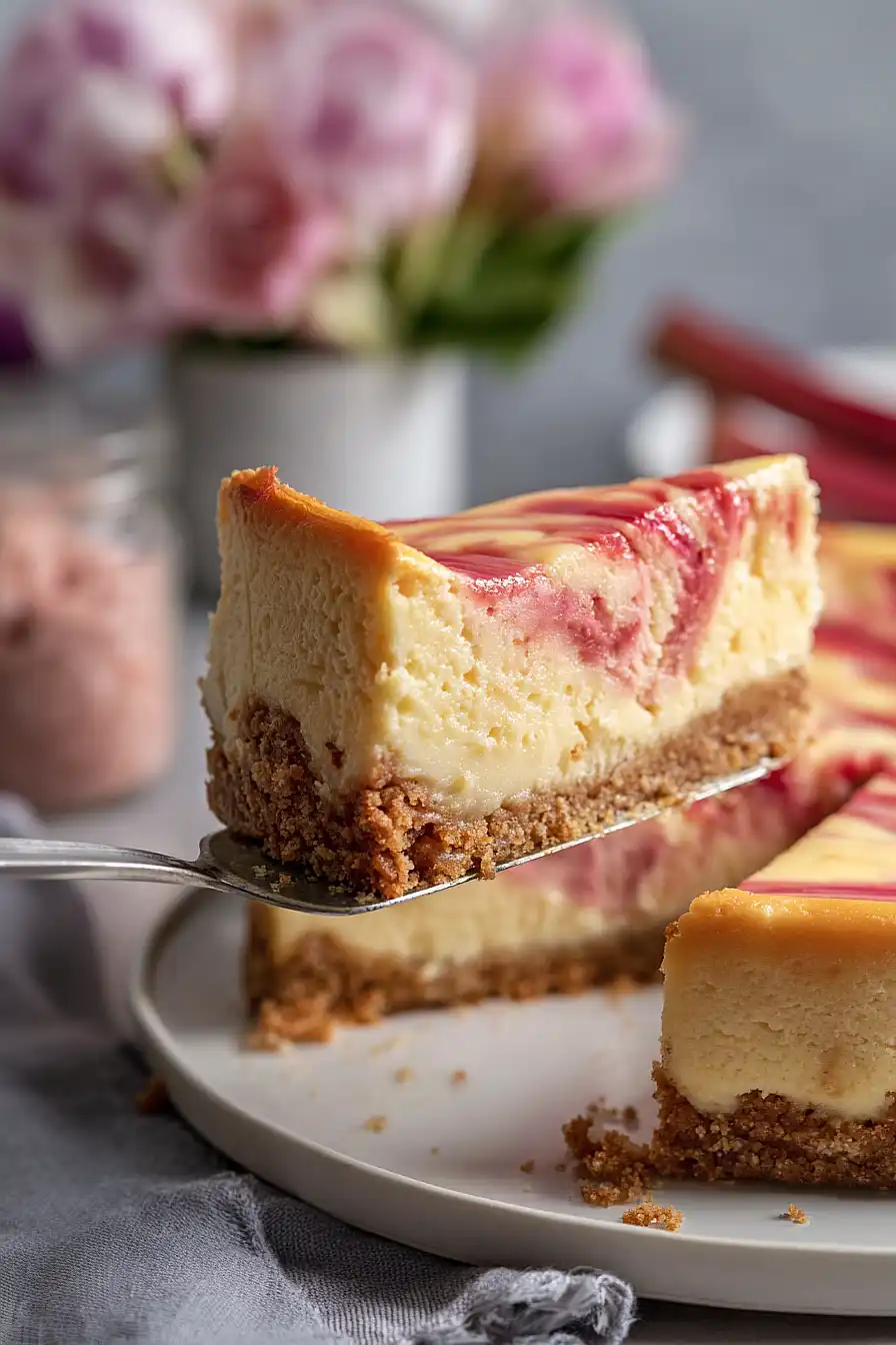 rhubarb and custard cheesecake
