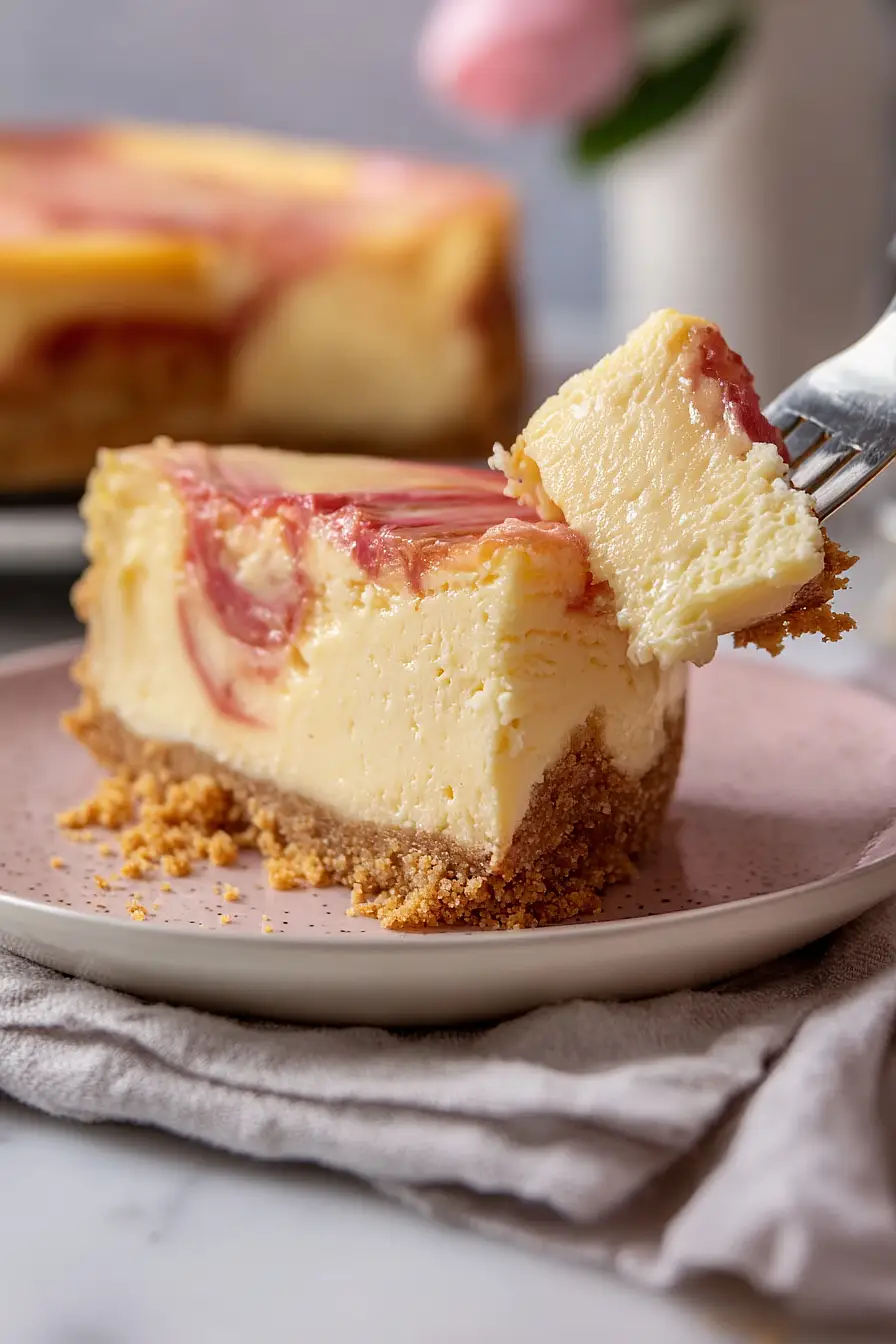 rhubarb and custard cheesecake