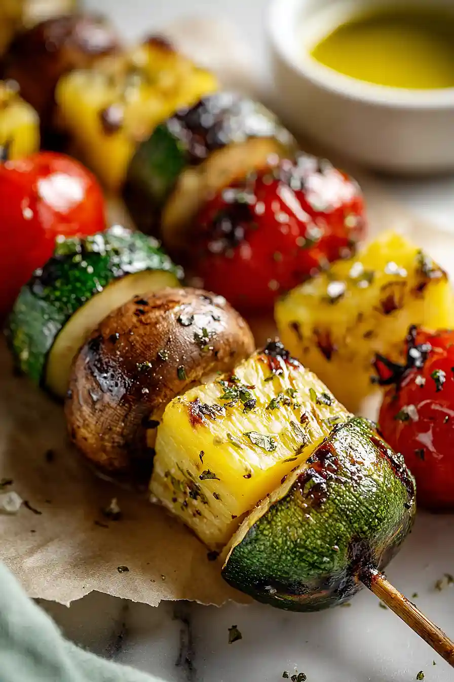 grilled veggie skewers with pineapple