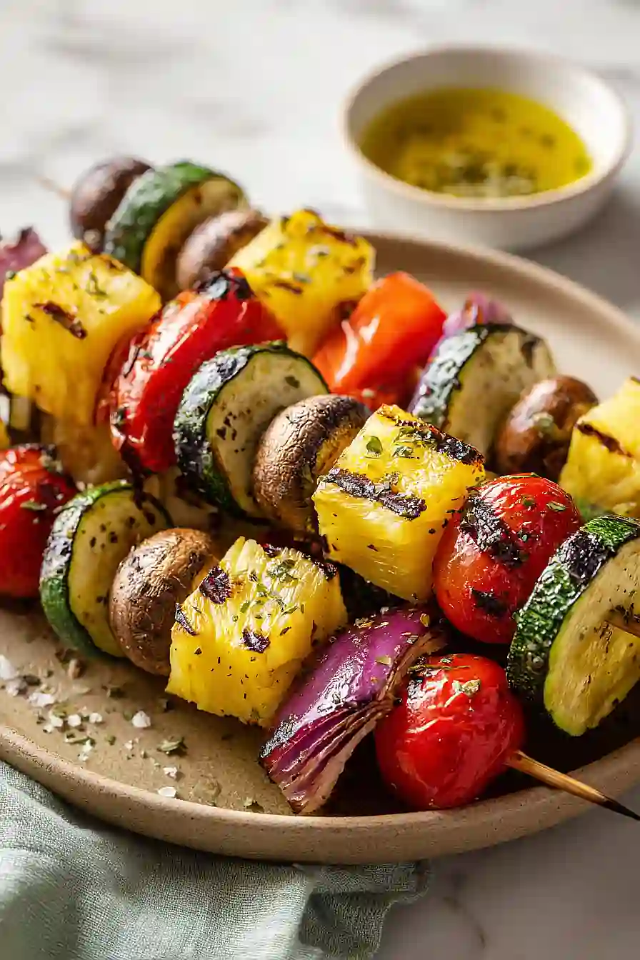 grilled veggie skewers with pineapple