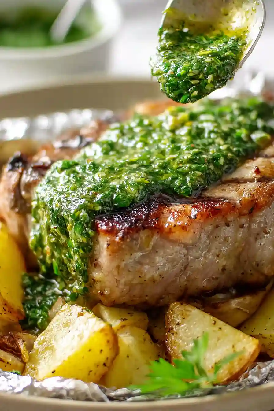 grilled pork chops in foil packets