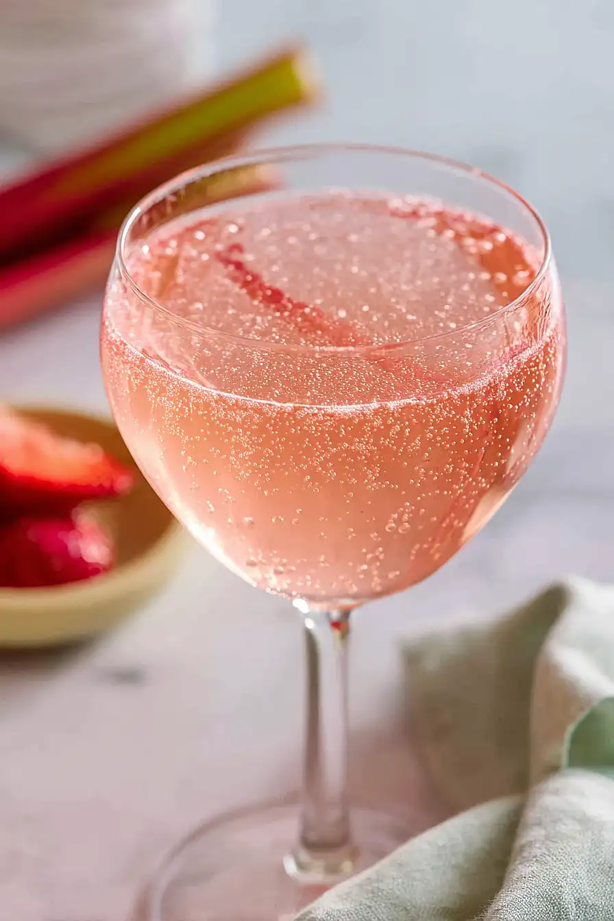 strawberry rhubarb gin fizz
