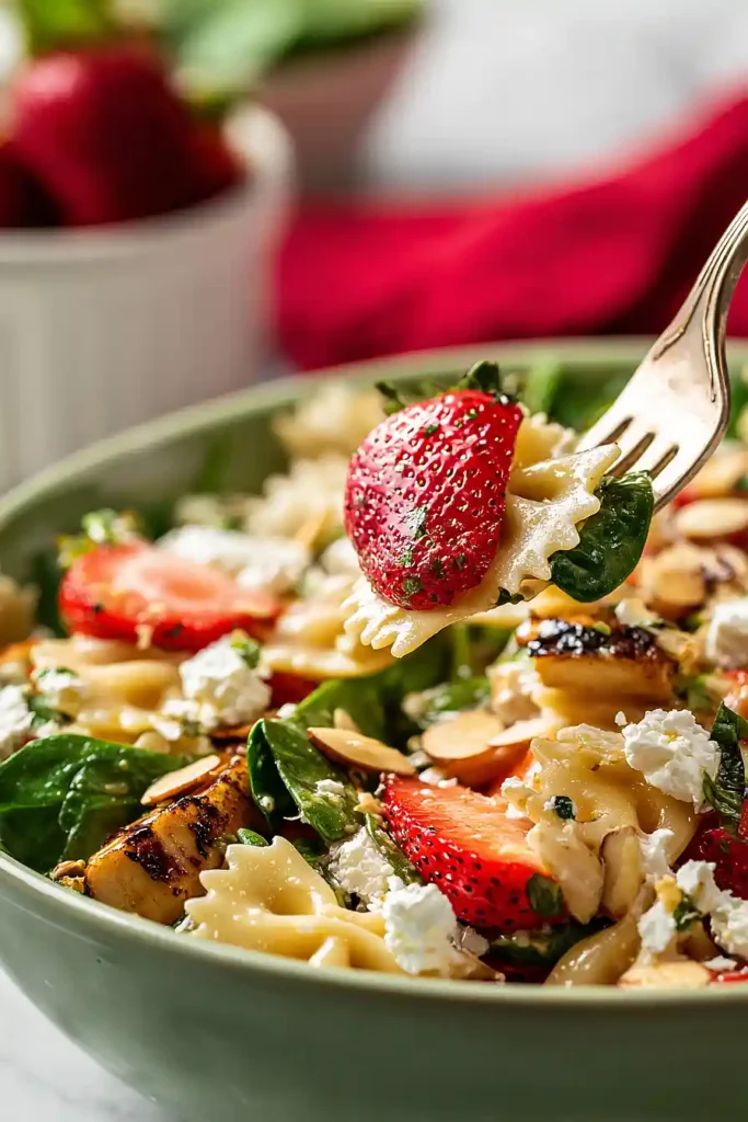 strawberry and goat cheese pasta salad
