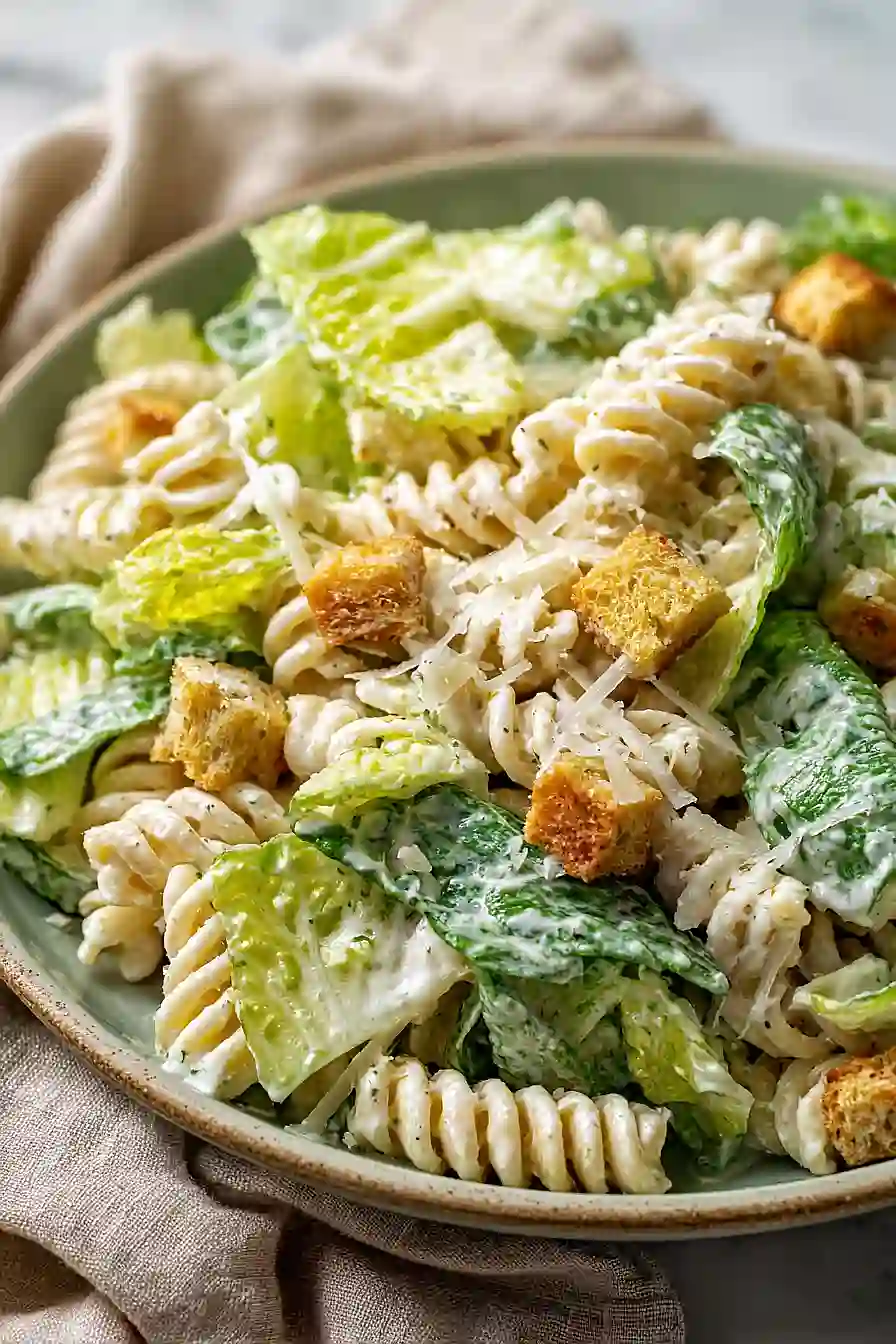 Greek Yogurt Caesar Pasta Salad