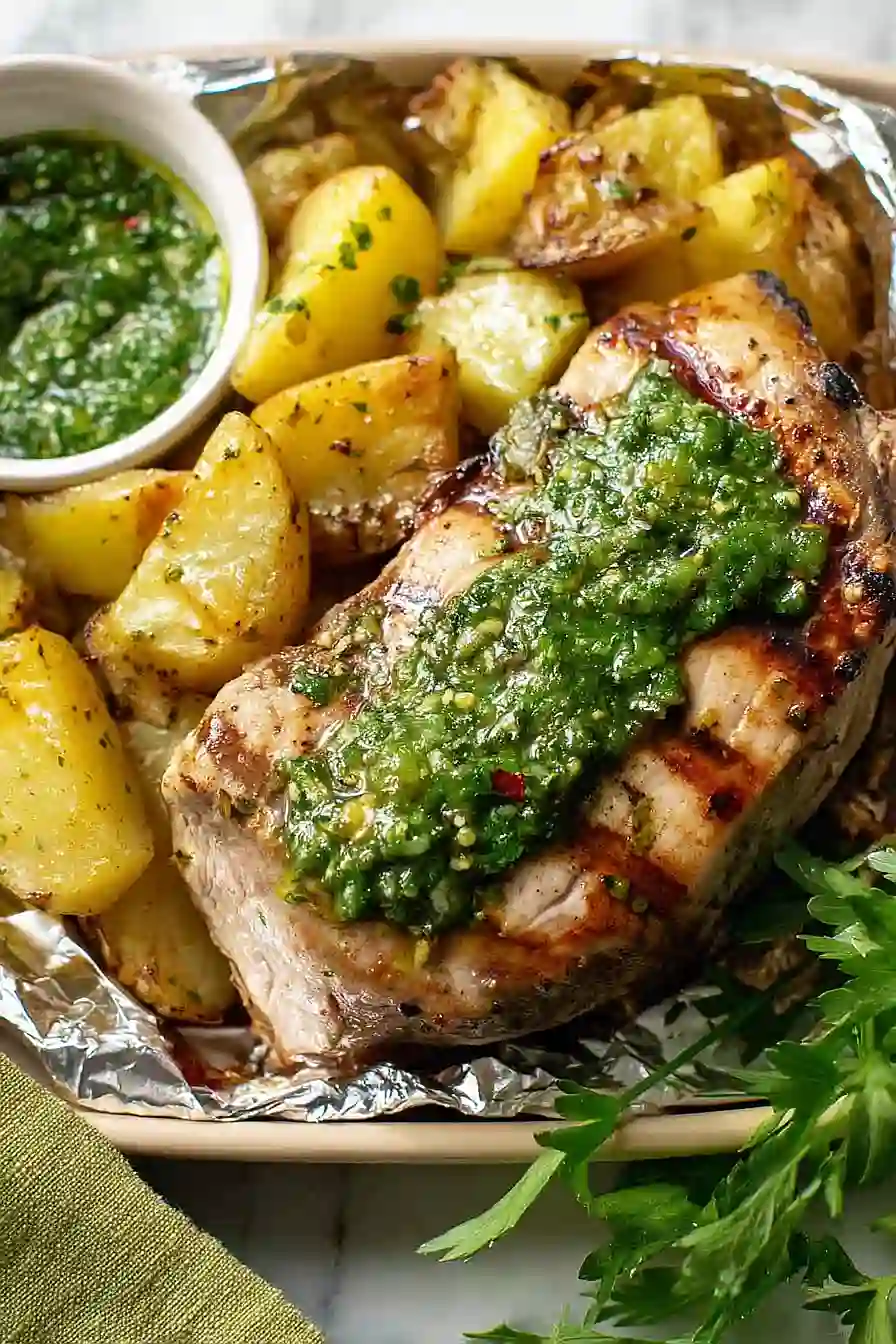 grilled pork chops in foil packets