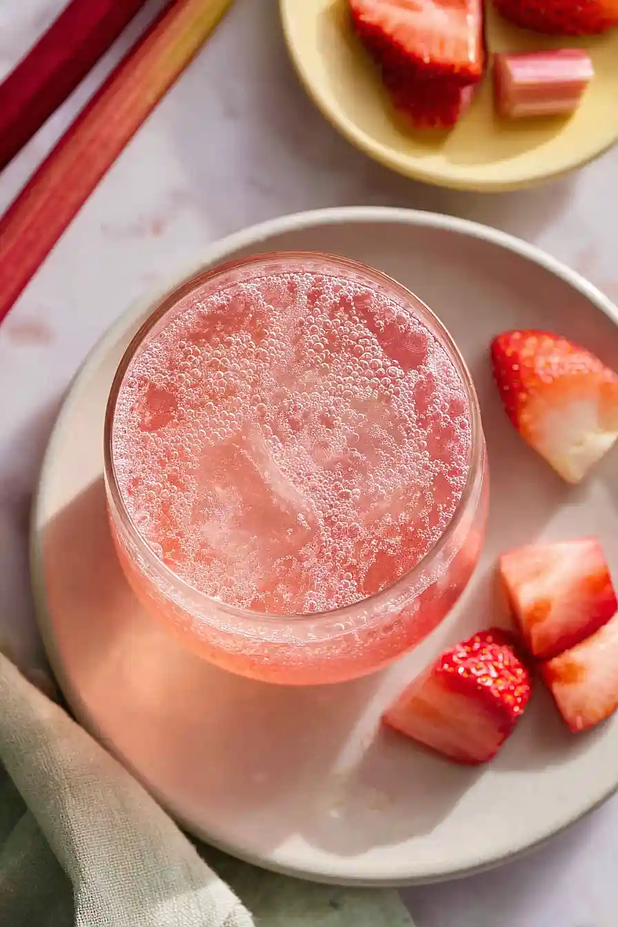 strawberry rhubarb gin fizz