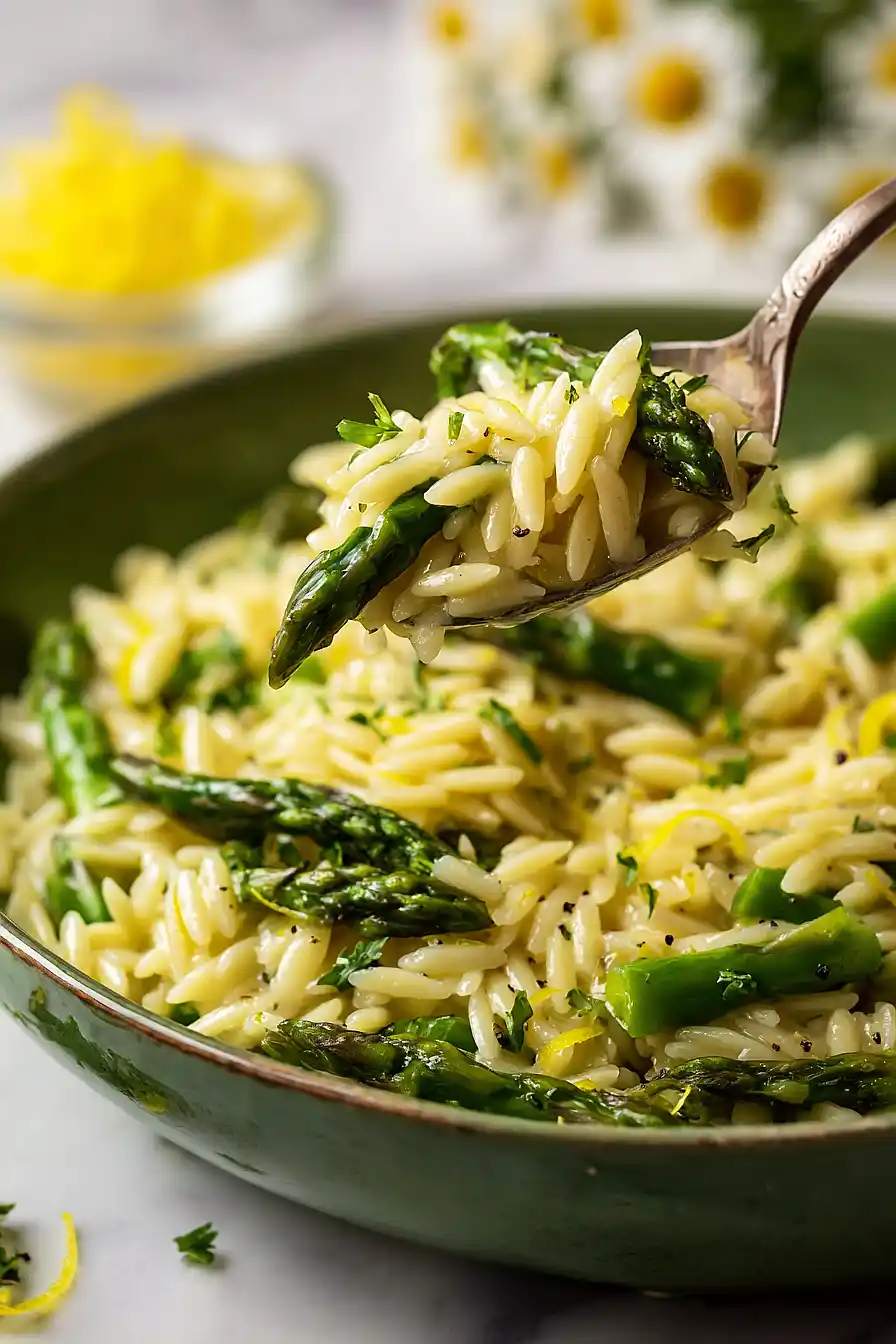 lemon orzo with asparagus