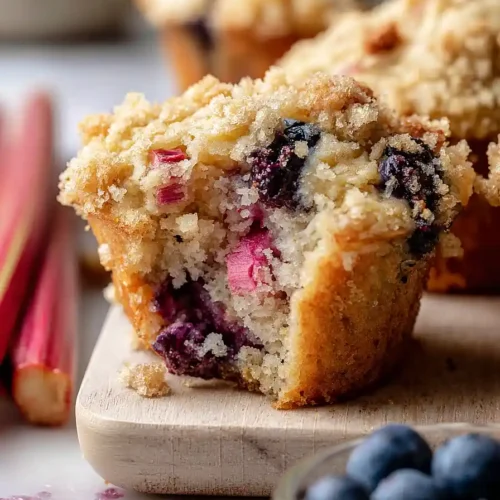 blueberry rhubarb muffins
