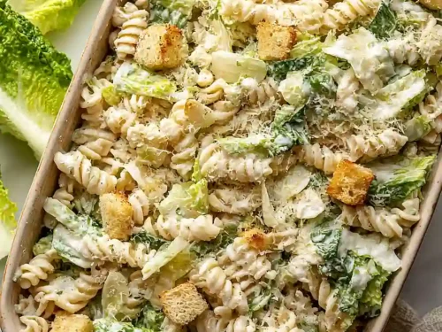 Greek Yogurt Caesar Pasta Salad