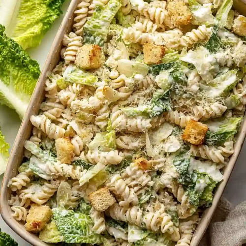 Greek Yogurt Caesar Pasta Salad