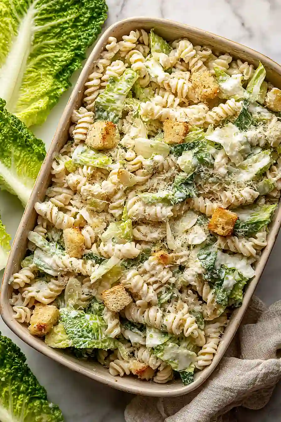 Greek Yogurt Caesar Pasta Salad