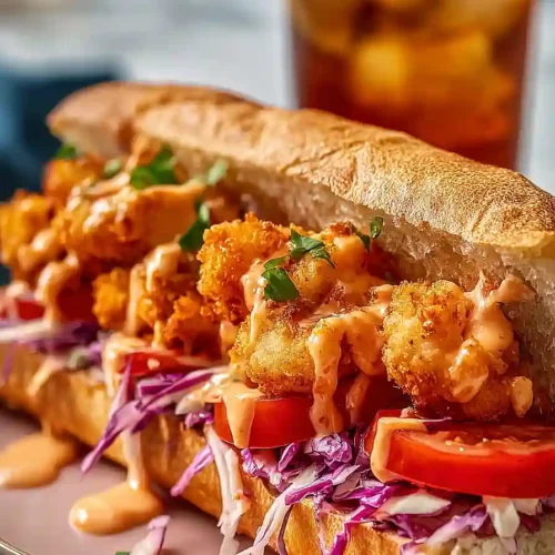 bang bang shrimp po' boy's sandwich
