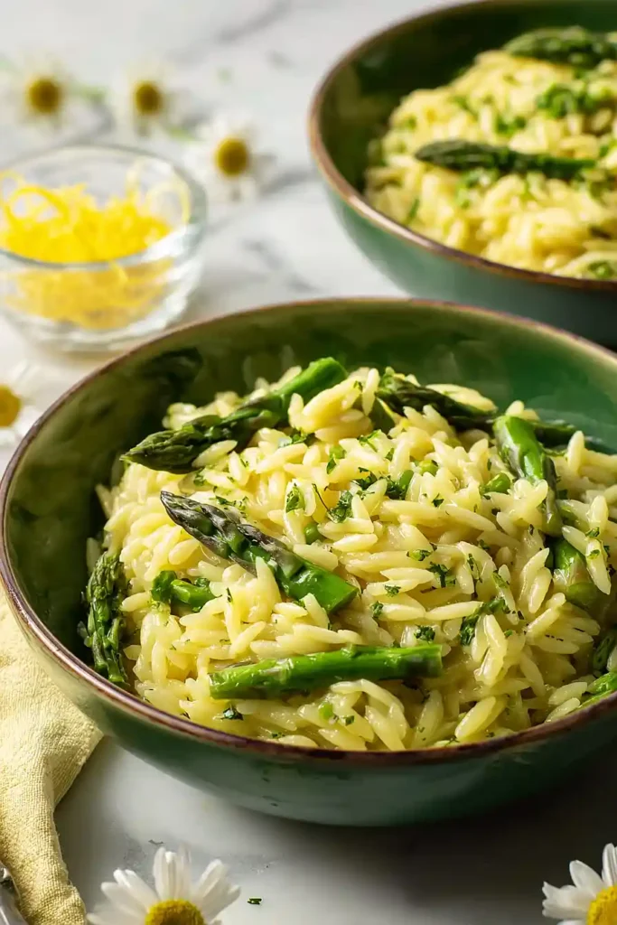 lemon orzo with asparagus