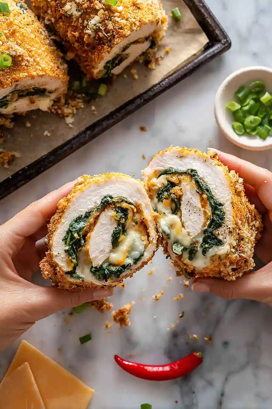 cajun stuffed chicken with spinach and pepper jack