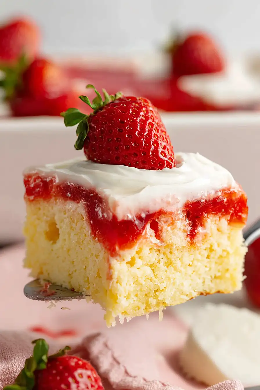 strawberry cheesecake poke cake